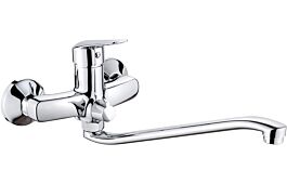 Bateria umywalkowa ścienna z wydłużoną wylewką - podłączenie na wąż Boro