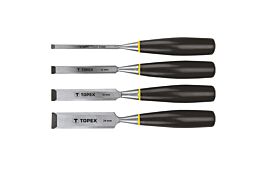 Wood chisel 6 - 24 mm, 4 pcs set (6, 12, 18, 24 mm) - plastic handle