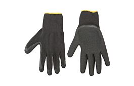 Work gloves, polyester + cotton seamless knitted lining, winkled latex palm coated, 10"