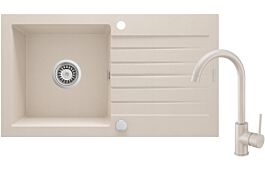 Zlewozmywak granitowy z baterią 1-komorowy z ociekaczem Zorba