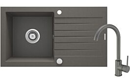 Zlewozmywak granitowy z baterią 1-komorowy z ociekaczem Zorba